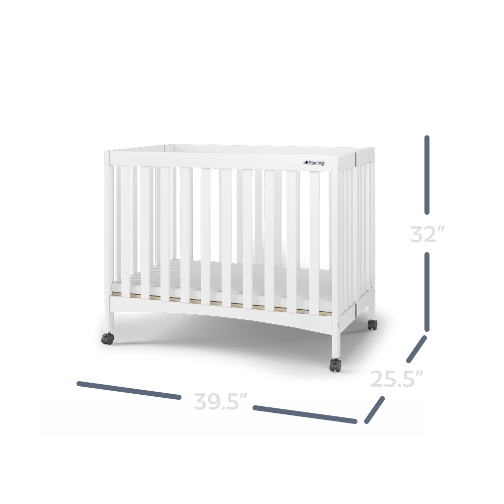 London Mini Folding Wood Crib dimensions diagram