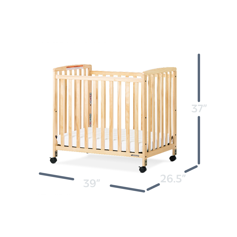 Bristol Fixed-Side Compact Wood Crib dimensions diagram