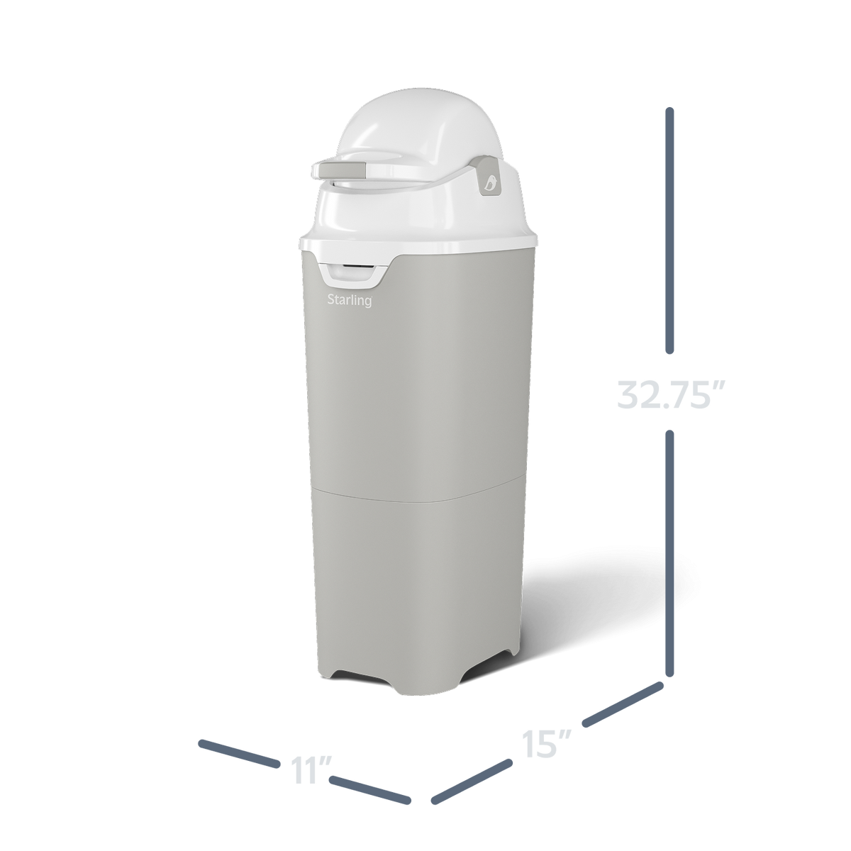 Tall Manual Diaper Pail dimensions diagram