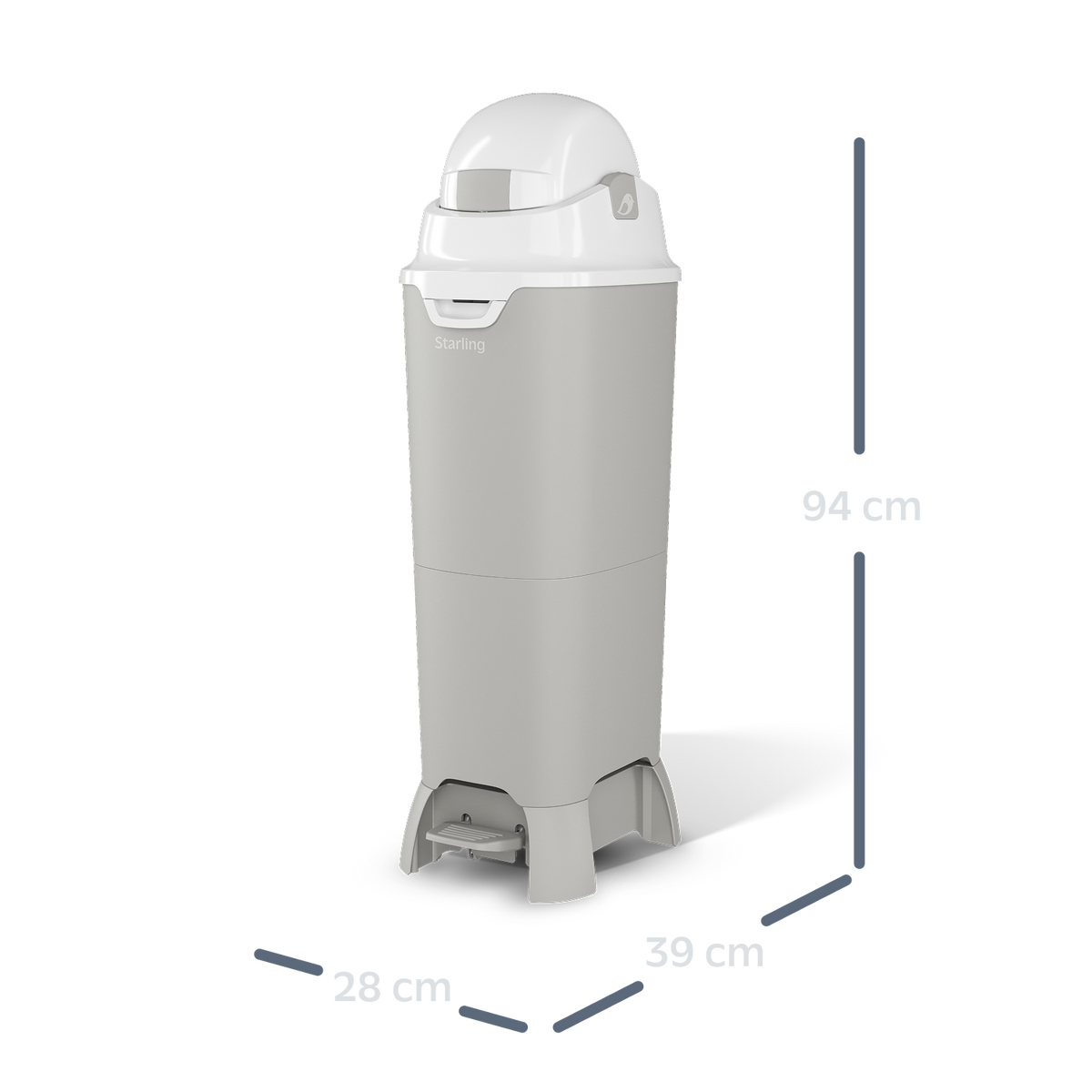 Tall Hands-Free Diaper Pail dimensions diagram